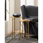 gold side table with mirror top