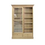 Block & Chisel solid weathered oak glass fronted bookcase