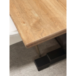 Block & Chisel rectangular dining table with vintage oak top and matt black base