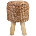 Block & Chisel woven water hyacinth stool with teak wood legs