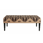 brown and tan ottoman with wooden legs