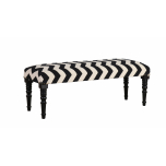 black and white bench with wooden legs