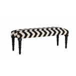 black and white bench with wooden legs