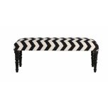 black and white bench with wooden legs