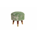 Block & Chisel round green cotton upholstered stool