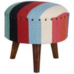 Block & Chisel round multi-coloured print cotton upholstered stool