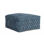 blue and white sqaure pouffe