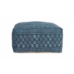 blue and white sqaure pouffe