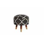 Block & Chisel round black and white print cotton upholstered stool