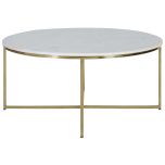 Block & Chisel round coffee table with marble top and iron base