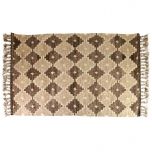 diamond pattern wool rug with fringe