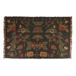 multi coloured jute rug with tassels 