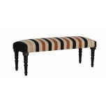 stripe upholstered ottoman with turned legs