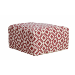 red and white square pouffe 