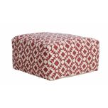 red and white square pouffe