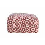 red and white square pouffe