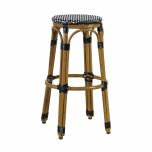 Block & Chisel black and white PE rattan barstool with Aluminium Bamboo frame