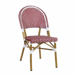 Block & Chisel cafe red and white PE rattan dining chair with Aluminium Bamboo frame