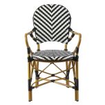 Parisian outdoor armchair with black and white stripes