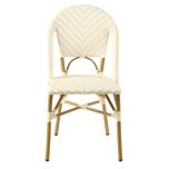 Yellow and white stripe parisian french cafe dining chair