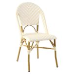 Yellow and white stripe parisian french cafe dining chair