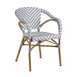 Grey and white synthetic arm chair