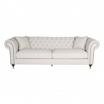 Block & chisel Duchess Linen tufted cream sofa, 3 seater