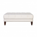 Nance Ottoman - white tufted ottoman or bed end with nail head detail