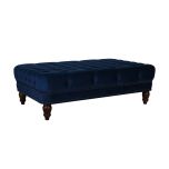 Navy blue tufted rectangular ottoman