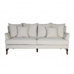 Monroe 3 Seater Sofa in beige fabric and rubber wooden legs
