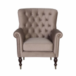 Champagne velvet tufted occasional chair with wheel feet