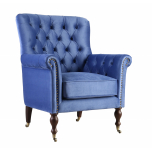 Block & Chisel persian blue upholstered occasional chair on castors