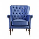upholstered armchair with deep button detail and castors