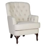 DOROTHY OCCASIONAL CHAIR in Beige fabric with tufted details and wooden legs