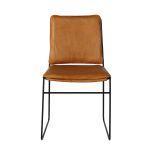 dining chair with metal frame and leather seat and back