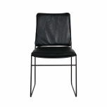 dining chair with metal frame and leather seat and back