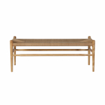 Wooden frame bench with paper loom seat
