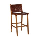 leather strap counter stool with teak frame