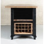 Toulouse kitchen island in black and antique weathered oak 