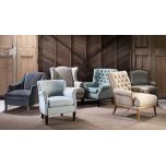 Block & Chisel linen upholstered button tufted armchair