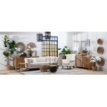 ROSEANNE OCCASIONAL CHAIR in Beige polyester fabric with tufted details and nail head trim