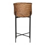 Bamboo planter with black metal stand