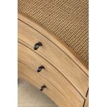 Block & Chisel wooden bedside table with rattan top shelf