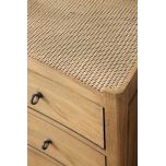 Block & Chisel wooden bedside table with rattan top shelf