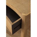 Block & Chisel wooden bedside table with wicker rattan top