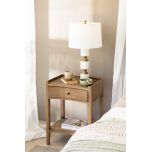 Block & Chisel wooden bedside table with wicker rattan top