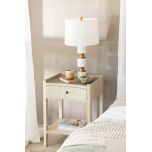 Block & Chisel wooden bedside table with wicker rattan top