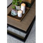 Cross leg coffee table with rattan inlay top