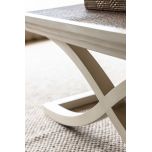 Cross leg coffee table with rattan inlay top