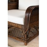 Block and chisel cane armchair with back and seat cushions